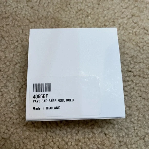 Gold Pave Bar Earrings - Picture 2 of 3